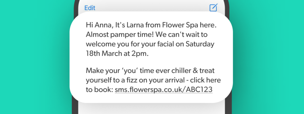 spa booking SMS reminder