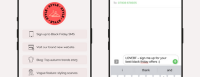 Black Friday lead generation - tap to text feature