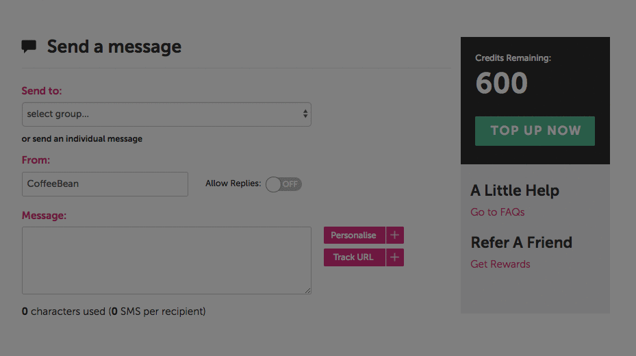 Sending a message - SMS Marketing