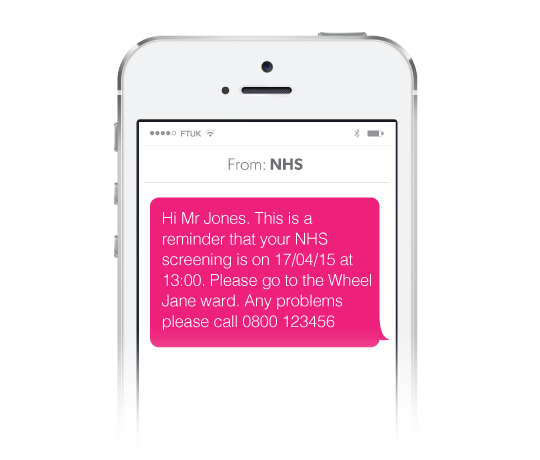 NHS Healthcare example SMS