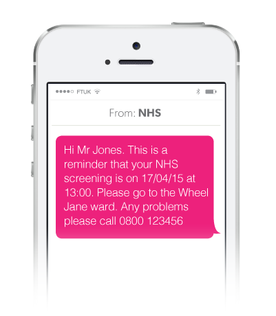 NHS Healthcare example SMS