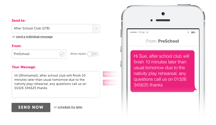 Schools SMS Example