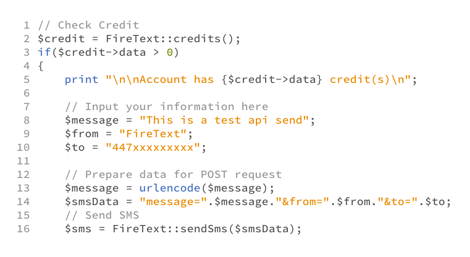 SMS Integration Code Example
