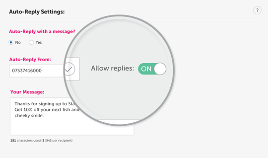 SMS auto reply on 82228