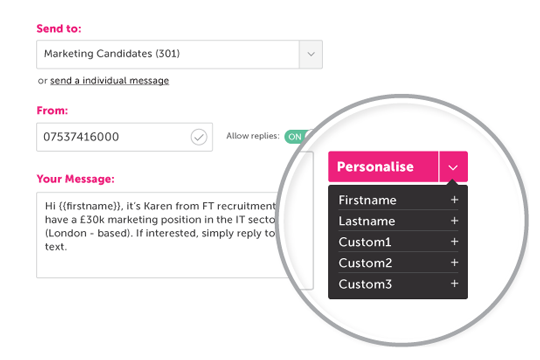 personalise your SMS message